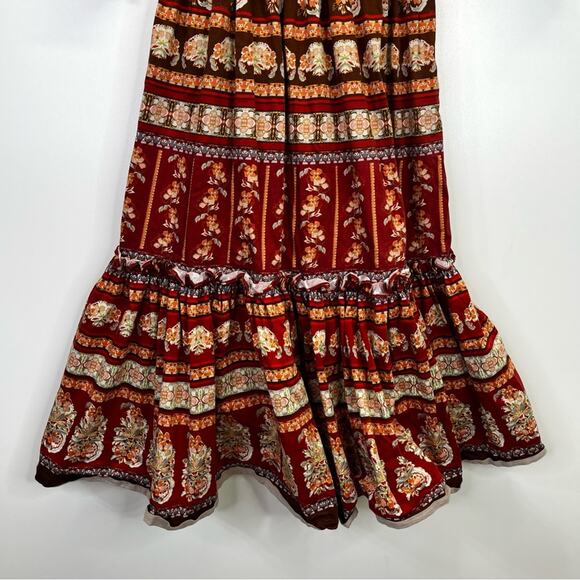 Cara Cara Red and Tan Ruffled Tiered Maxi Dress - Picture 7 of 13